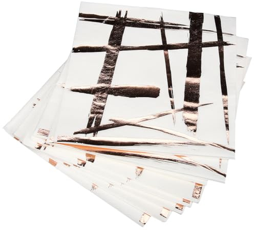 ROMISBABA 16 Blatt Bedruckte Papierservietten Roségoldene Partyservietten Leinenartige Hochzeitsservietten für Festtags und Hotel Tischdekoration