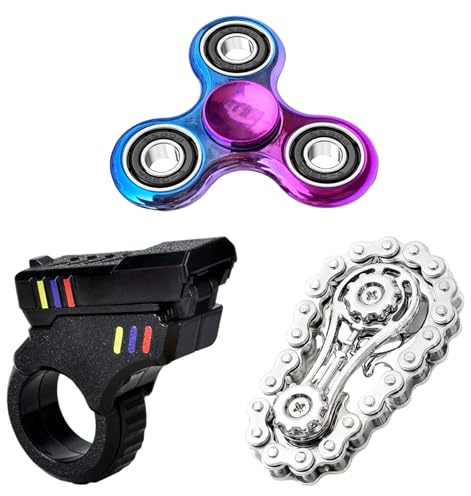 EDLMKM Fidget Toys Set, Assemble Sensory Fidget Spinner Ring Gear Toys,Single Finger Smooth Fast Bearings Bike Chain Gears Hand Fidget Rotating, Fidget Spinner, Stress Relief Desk Gadget for Office