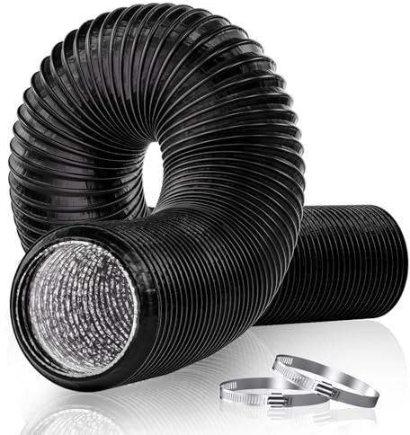 HG PLVTII Tubo Condizionatore Portatile 150mm Flessibile con 2 Fascette, 5m Tubo Scarico Aria 15 cm per Condizionatore Portatile, Cappa Cucina, Ventilazione, Nero