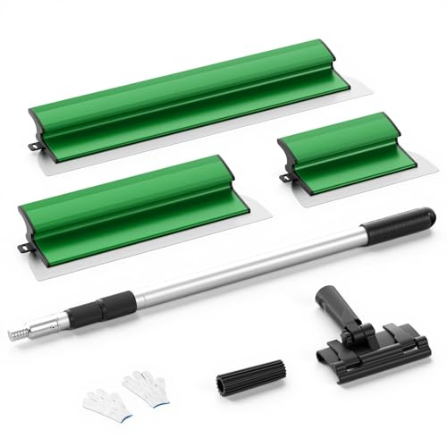 Juego de Espátula Emplastecer, Juego Espatulas Pladur de acero inoxidable (25 cm, 40 cm, 60 cm), Mango de extensión de 76 cm a 160 cm, Barra telescópica para enyesar paredes y techos