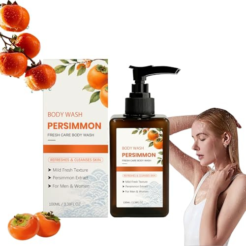Persimmon Body Wash Zur Kontrolle Des Körpergeruchs, Permission Liquid Soap for Old People Smell, Purifying Deodorizing Soap, Natural Deodorant Nonenal Soap with Tea Tree Underarms (1P)