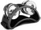 Flexzion Foot Tambourine Percussion with Double Row Steel Jingles - Foot Shaker Musical Instrument Drum for Party Shoes Gift Singer Vocalists Cajon & Guitar Players (Black)