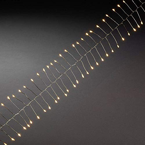 Konstsmide Christmas LED Cluster Lights - Indoor Naked Wire Pin/Firecracker Style - 200 Amber White Diodes - 4.5V Transformer - Silver String Lights
