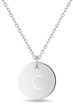 Initialen Halskette Frauen Mädchen mit Gravur C Carina Carlotta Carola Celina Celine Chantal Charlotte Chiara Clara Claudia Charlie Christian Christoph Colin - Valentinstag-Geschenk für Sie und Ihn