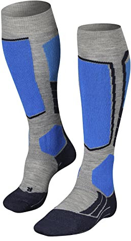 FALKE Herren Skisocken SK2 Intermediate M Kh Wolle Funktionsmaterial warm dick 1 Paar, Grau Light Grey 3400, 42-43