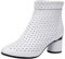 Jamron Donna Elegante Tallone di Blocco Stivaletti Traspirante Incavare Estate Stivali Pumps Bianco SN02542 EU40