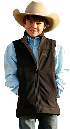 Cinch Boys' Solid Bonded Zip-Up Vest Black Small