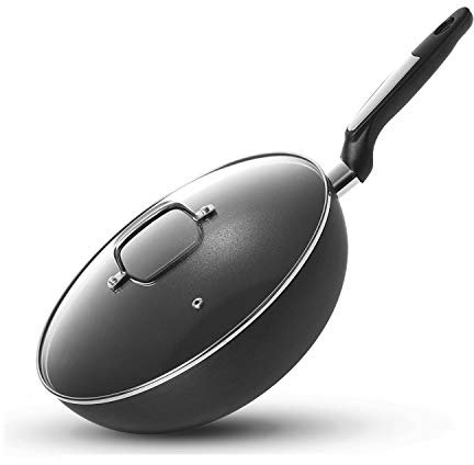 House of Living Art Wokpfanne mit Deckel und Induktionsboden, 30 cm, Schwarz