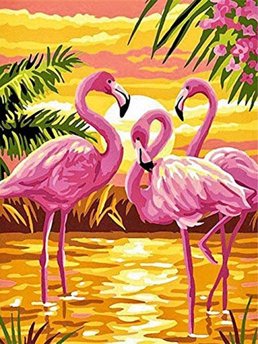 YHX926 Diamond Painting,Animal flamant rose classique,5D Broderie Diamant kit Complet,DIY Perle Diamant à Coller Tableau Peinture,Canevas Point de Croix Kits pour la Deco Chambre 30x40cm