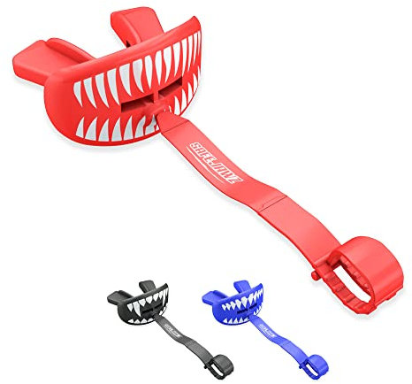 SafeJawz Sports Lip Guard, Football Mouth Guard with Connected Strap, Adults and Junior Breathable Pacifier Lip Protector, American Football, Lacrosse (Viper)