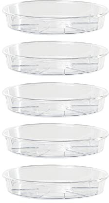 Kalapanta Set Sottovasi Trasparenti in Plastica Resistente, Forma Rotonda da Interno o Esterno (5, Ø 14 cm)