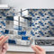 25pcs Kitchen Bathroom Wall Tile Stickers, Hiser Square Marble Mosaic Scales Style Waterproof Decals Sticker for Kitchen Living Room Bathroom Home DIY Decor Self-Adhesive (Navy?Gray,20x20cm)