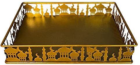 Plateau De Nourriture De Décorations, Décor À La Maison D'assiette De Service En Métal, Présentoir De Casse-croûte, Pour La Vaisselle De Service De Fruit De Nourriture De Fête À La Maison-large