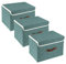 TYEERS Scatole Portaoggetti Tessuto, Lavabile, Scatole con Coperchio Pieghevole, 38x25x25 cm, Set di 3, Aqua Deep
