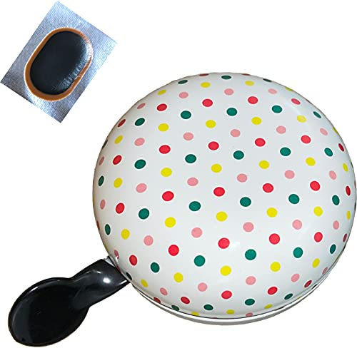 Ding Dong Fahrradglocke Ø 80 mm Bunte Punkte Fahrradklingel inkl. 1 Schlauchflicken