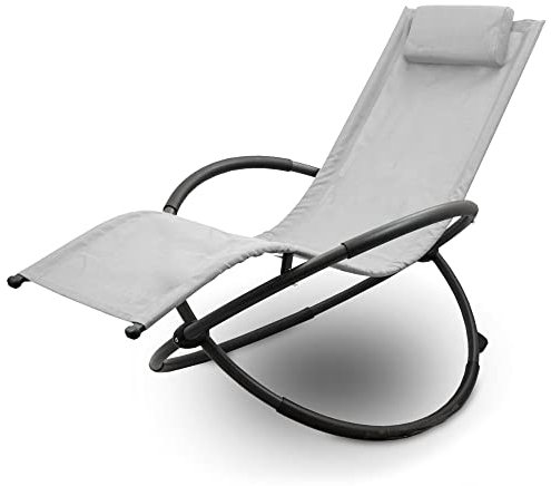 Lacestone Relax Liege Liegestuhl Gartenliege Sonnenliege Klappsessel Relaxliege Schaukelliege Klappbar (1x Relaxliege, Lichtgrau)