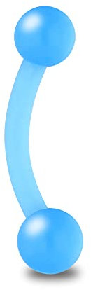 Treuheld® Piercing Banane aus Kunststoff | Farbe: Hellblau | Größe: 1,6 x 10 mm (Kugeln: 4mm)