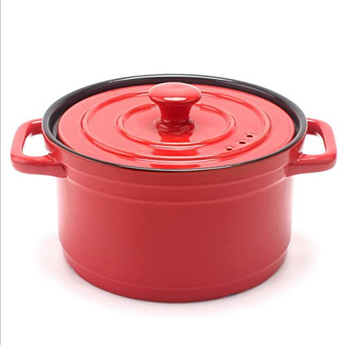 TSTSM Cazuela de cerámica para el hogar, Cocina del hogar, Esmalte, Olla de Sopa, Olla de estofado, Olla de Leche-Red