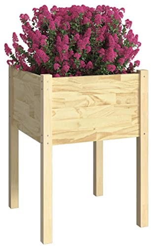 Gecheer Pflanzkasten, Pflanzkübel Rechteckig, Blumentopf Holz, Hochbeete für Garten, Terrasse & Balkon Massivholz Kiefer 50x50x70 cm