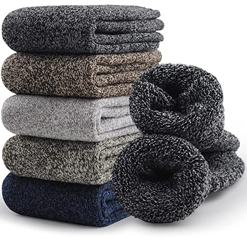 SIMIYA Merino Wollsocken Herren Damen Wintersocken Warme Socken 5 Paar | Dicke Socken Thermosocken Herren Atmungsaktiv Wollsocken Männer & Frauen für Outdoors, Hiking, Camping, Leisure
