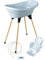 THERMOBABY – Pack de bañera para bebé VASCO 5 en 1 – Bañera, pie de madera, manguera de drenaje, tumbona de baño, termómetro – flor azul – plegable y estable – Fabricado en Francia