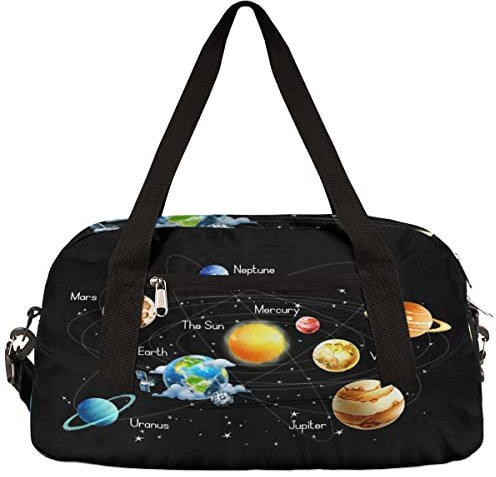 Sonnensystem, kleiner Turnbeutel f¨¹r Damen und Herren, Universum, Weltraum, Galaxie, Sporttasche, Gep?ck, Wochenende, Reisetasche f¨¹r Kinder, Jungen, M?dchen, Reisetasche, leicht, ¨¹ber Nacht, multi