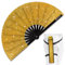 Raveahem Glitter Large Rave Folding Clack Hand Fan with holster for men/women Handheld Fan for EDM,Festival,Club,Party,Dance, Golden