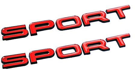 2 x 3D-Metall-Sport-Emblem, Logo, Kofferraum, Heckklappe, Auto-Abzeichen, Aufkleber (schwarz rot)
