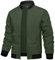 TACVASEN Herren Leichte Blouson Jacke Sommer Fliegerjacke Übergangsjacke Stehkragen Pilotenjacke Bomber Jacket für Männer (L, Armeegrün)