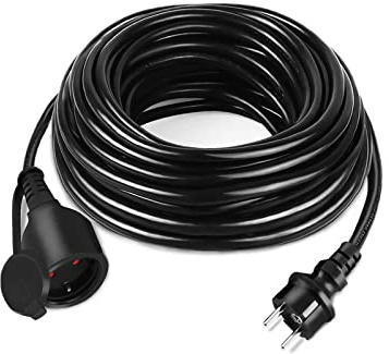 ACXIN Verlängerungskabel 10m Outdoor Stromverlängerungskabel mit Schutzkappe Stromkabel Verlängerung Schutzkontakt Baustellenkabel für Innenbereich, Außenbereich, 230V 16A IP44