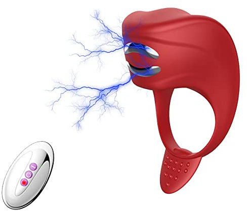 ChicLSQ Penisring Vibrator mit 7 Vibrationsmodi und Fernbedienung Elektroschock Vibrierender Cockring Klitoris Stimulator Silikon Penis Ring Vibratoren Sexspielzeug für Männer und Paare