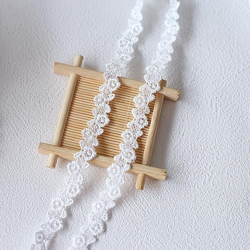YIEUR 15 Yard Spitzenband Blumen Weiß, 15mm Spitzenborte Blumen Dekoband Tischdeko Geschenkband Hochzeit, 1 Strang Zierband Stickerei Spitzenborte Blumenband für Handwerk Nähen &Deko (15-F)