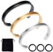 UNICRAFTALE 3 pièce 3 couleurs de Bracelet pour Cheveux 4 mm Intérieur Rainuré Acier Inoxydable Bracelet à Manchette Ouverte Bracelets Vides Métal Incrustation de Cuir avec Pochettes en Velours Cadeau