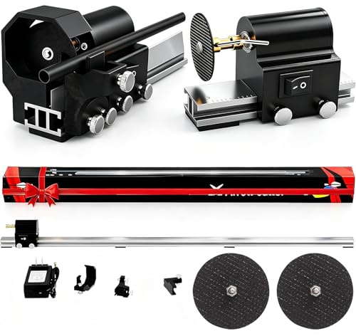 FENJANER Archery 8000 RPM Electric Arrow Saw - Adjustable 4.3”-32” Carbon Arrow Cutter Pipe Tube Cutting, Arrows Trimmer Polisher Tool for Aluminium & Fiberglass Arrow DIY | Solid metal base, locked shaft holder, burr-free cutting & polishing, low vibration, indoor archery workshop DIY
