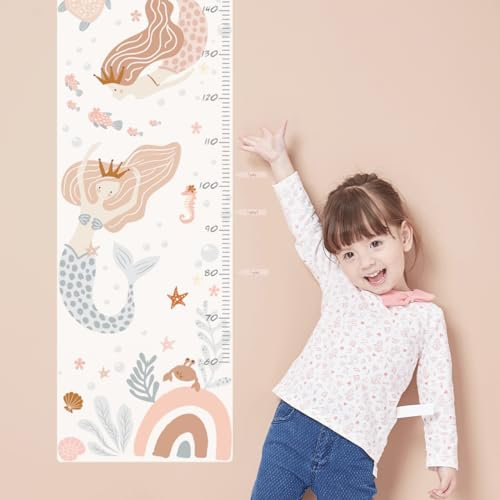 Messlatte Meerjungfrauen (Boho) - Wandtattoo | Kinderzimmer Messlatte | Kinder Höhe Diagramm Wandsticker | Massband Skala misst 60-150 cm