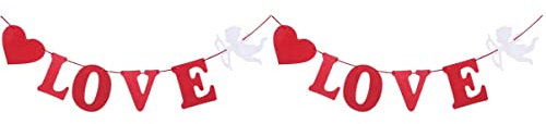 Gadpiparty 2 Stück Vliesstoff „i Love You“-Banner 2 5 Meter Hochzeitsdeko Mit Kleiner Engel-Amor-wimpelkette in Herzform Für Party-Events