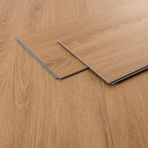 ML-Design Deluxe PVC Bodenbelag, Click Vinyl-Dielen, Vinylboden, 122 cm x 18 cm x 4,2 mm, Dicke 4,2 mm, 3,08m²/14 Dielen, Sandbar Eiche, Braun, Holzoptik, rutschfest, wasserfest, Belastungsklasse 34