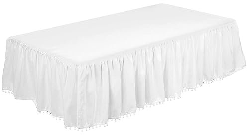 Jupe pour Berceau - Jupes De Lit De Berceau pour Tout-Petit, Jupe De Berceau À Volants Et Pompons, Jupes De Literie en Microfibre pour Berceau De Bébé, Housse De Protection pour Lit De Bébé