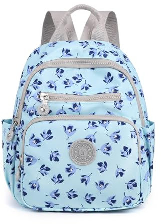 YANAIER Klein Rucksack Damen Wasserdicht Cityrucksack Daypacks Kleiner Rucksackhandtaschen Mädchen Schultaschen für Reise Freizeit Einkauf Kleine blaue Blume
