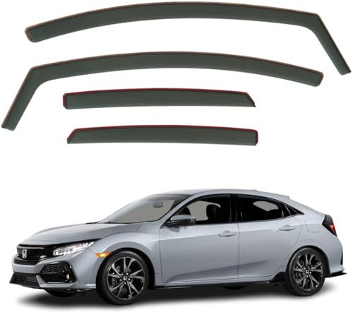 Set mit 4 Windabweisern, kompatibel mit Honda Civic Schrägheck Typ R 2017 2018 2019 2020 2021 Modelle.