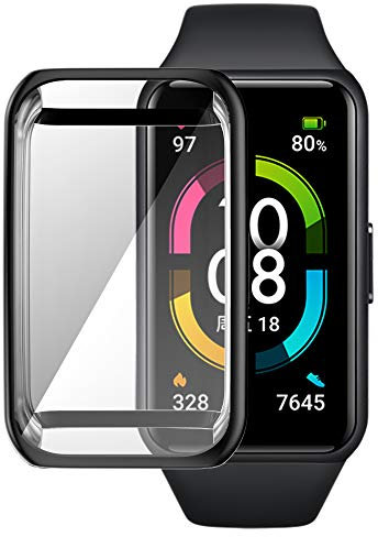 SMYAOSI Coque Compatibles avec Huawei Honor Band 7 Cover, Ultra Mince Silicone [Antichoc] [Anti-Rayures] Portable Protecteur Étui Coque Compatibles Huawei Honor Band 7 Smartwatch (Noir)