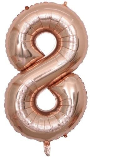 Rose Gold Number 8 - Large Helium Foil Balloon - Birthday Party Wedding Anniversary Decoration - 101cm (2 Pack)