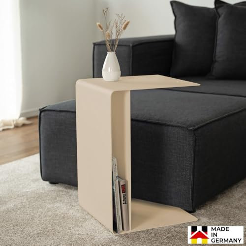 Home Deluxe - Beistelltisch ZIMA - Creme - Made in Germany, 4 Aufstellmöglichkeiten - 360° Drehbar | Couchtisch, Sofatisch
