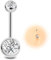 ESHIONER G23 Titan Bauchnabelpiercing Silber Bauchpiercing 14G 14MM Stablänge Belly Piercing Kurzer Stab Langer Stab Rot Rosa Blau Lila Bunt Kugeln Bauchnabel Piercing Schmuck damen