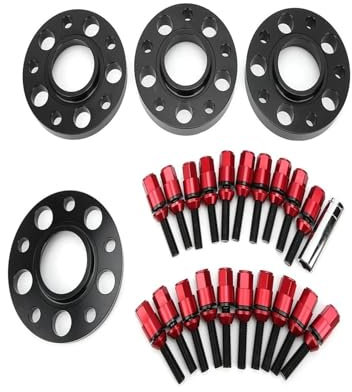 Für Mercedes Für Benz W202 W203 W208 W210 W116 R107 R170 2PCS 15 MM + 2PCS 20 MM Spurverbreiterungen PCD 5x112 66,6mm Spurverbreiterungen (Color : Rot)