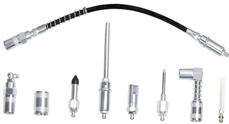 Alnicov 9 Pcs Grease Coupler Kit, Durable Grease Gun Coupler Accessory Kit with Grease Gun Hose Holder, Quick Connect Greasing Accessory Kit for Most Couplers