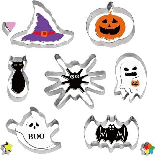 DERAYEE Acier Inoxydable Halloween Biscuit Emporte,10 pièces,Emporte Piece Biscuit Halloween,Moule a Biscuit,Cookie Cutter Halloween