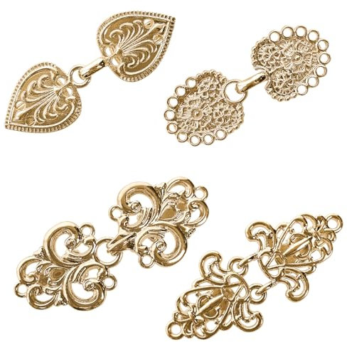 TXSN Vintage Sweater Swirl Clip Cape Cloak Clips Retro Cardigan Clip Shawl Collar Clasp Dress Shirt Brooch Clip for Girl Women, Pack of 4 Golden