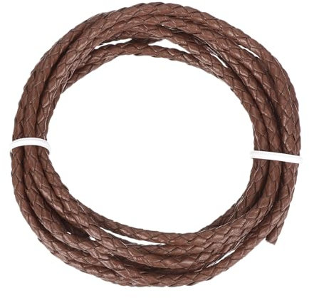 sourcing map Braided Leather Cord, 4mm Round Braided Faux Leather Necklace Cord Bolo Tie String 2 Yard for Jewelry Making Necklace Crafts Beading Braiding 76