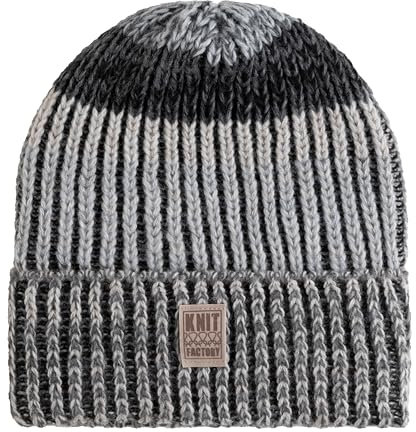 KNIT FACTORY - Remy Mütze - Strickmütze für Damen und Herren - Beanie - Wintermütze mit Wolle - Mehrfarbig - Hochwertige Qualität - Silver Mist
